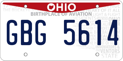 OH license plate GBG5614