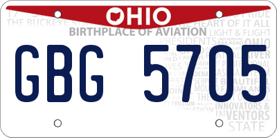 OH license plate GBG5705