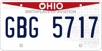 OH license plate GBG5717