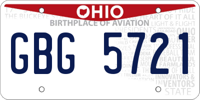 OH license plate GBG5721