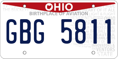 OH license plate GBG5811