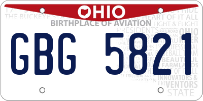 OH license plate GBG5821