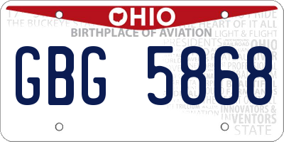 OH license plate GBG5868