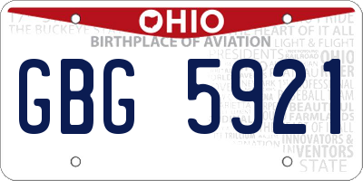 OH license plate GBG5921