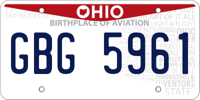 OH license plate GBG5961