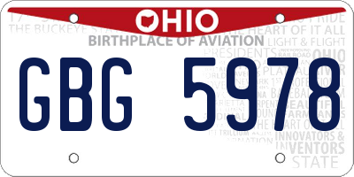 OH license plate GBG5978