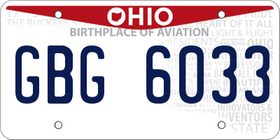 OH license plate GBG6033