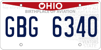 OH license plate GBG6340