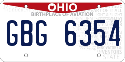 OH license plate GBG6354