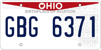 OH license plate GBG6371