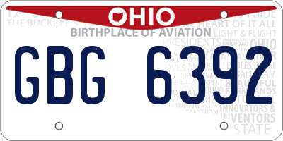 OH license plate GBG6392