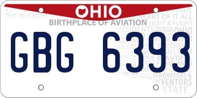OH license plate GBG6393