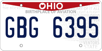 OH license plate GBG6395