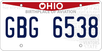 OH license plate GBG6538