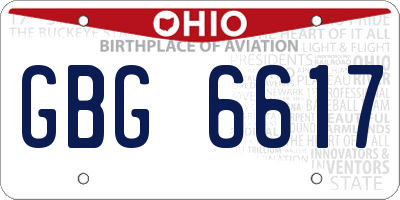 OH license plate GBG6617