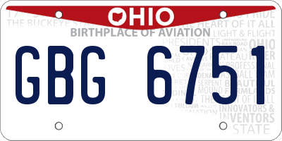 OH license plate GBG6751