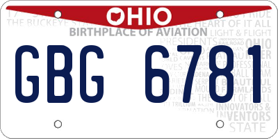 OH license plate GBG6781