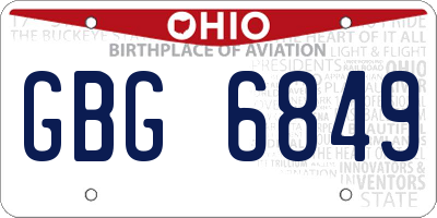 OH license plate GBG6849