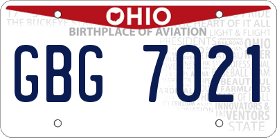 OH license plate GBG7021