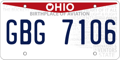 OH license plate GBG7106