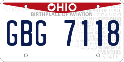 OH license plate GBG7118