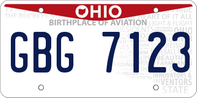 OH license plate GBG7123