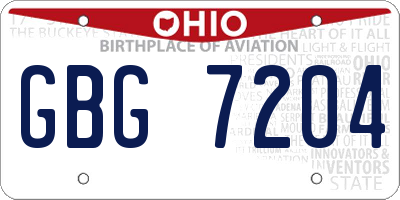OH license plate GBG7204