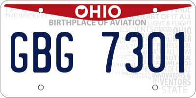 OH license plate GBG7301
