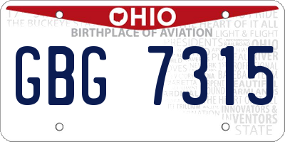 OH license plate GBG7315