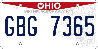 OH license plate GBG7365