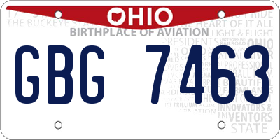 OH license plate GBG7463