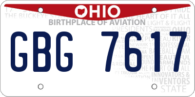 OH license plate GBG7617