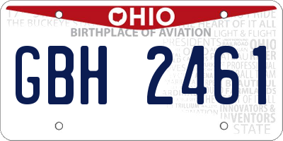 OH license plate GBH2461