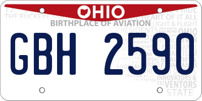 OH license plate GBH2590