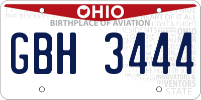 OH license plate GBH3444