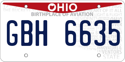 OH license plate GBH6635