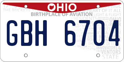 OH license plate GBH6704