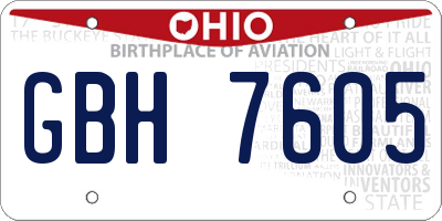 OH license plate GBH7605