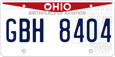 OH license plate GBH8404