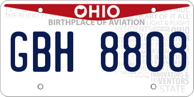 OH license plate GBH8808