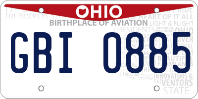 OH license plate GBI0885