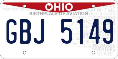 OH license plate GBJ5149