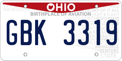 OH license plate GBK3319