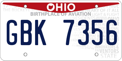 OH license plate GBK7356