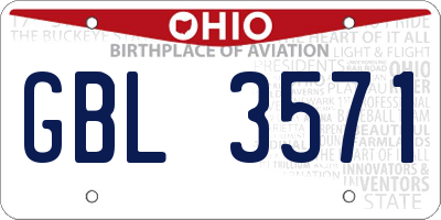 OH license plate GBL3571