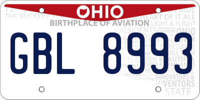 OH license plate GBL8993