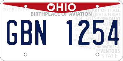 OH license plate GBN1254