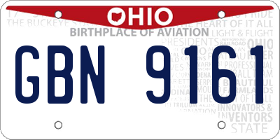 OH license plate GBN9161