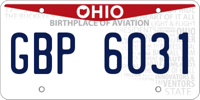 OH license plate GBP6031