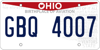 OH license plate GBQ4007